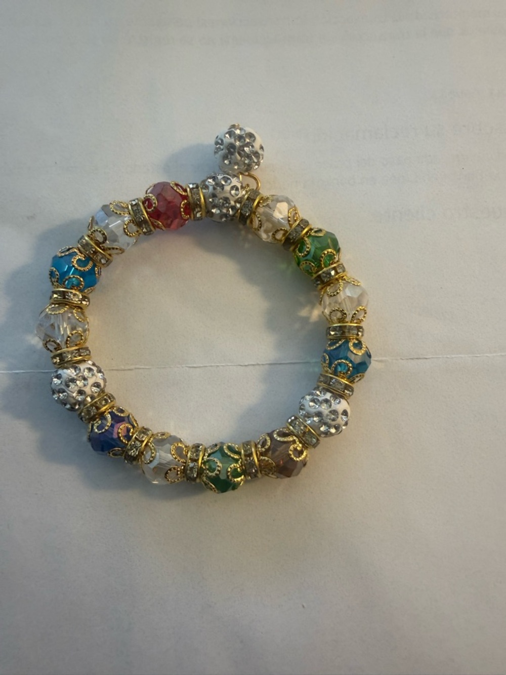 Multicolor Beaded Stretch Bracelet with Gold Accents